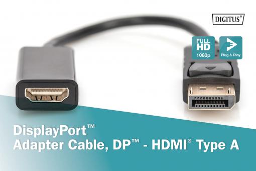 Adaptateur DP male vers HDMI femelle digitus Ak-340400-001-S 20cm - Ariiss