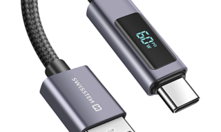 Cable recharge USB-A 3.2 vers USB-C 1m Swisten DIS1M - 60W avec Écran LED Noir